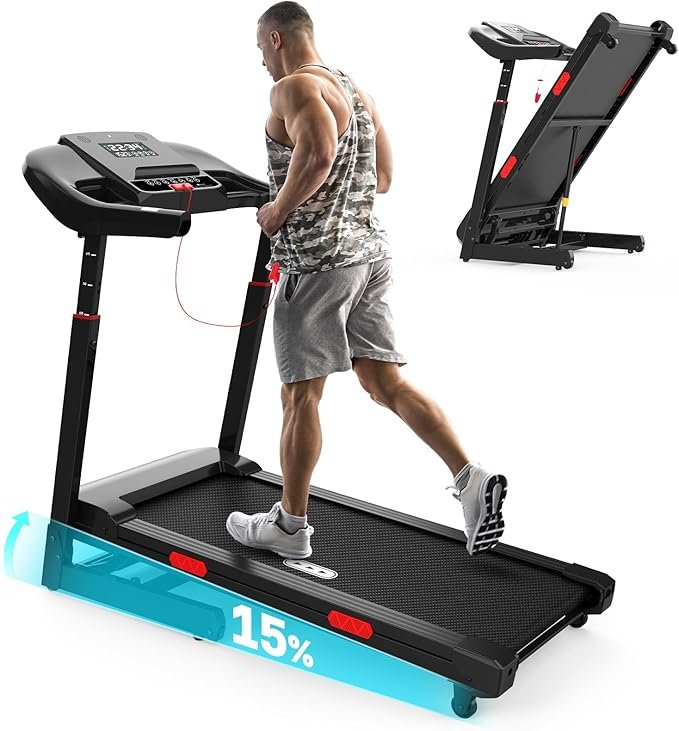 Redliro Treadmill for Seniors with Long Handrails - 300 lbs Capacity Walking Treadmill for Elderly with Cup Holder - Recovery Machine for Home Use with Clear, Non-Scrolling Display