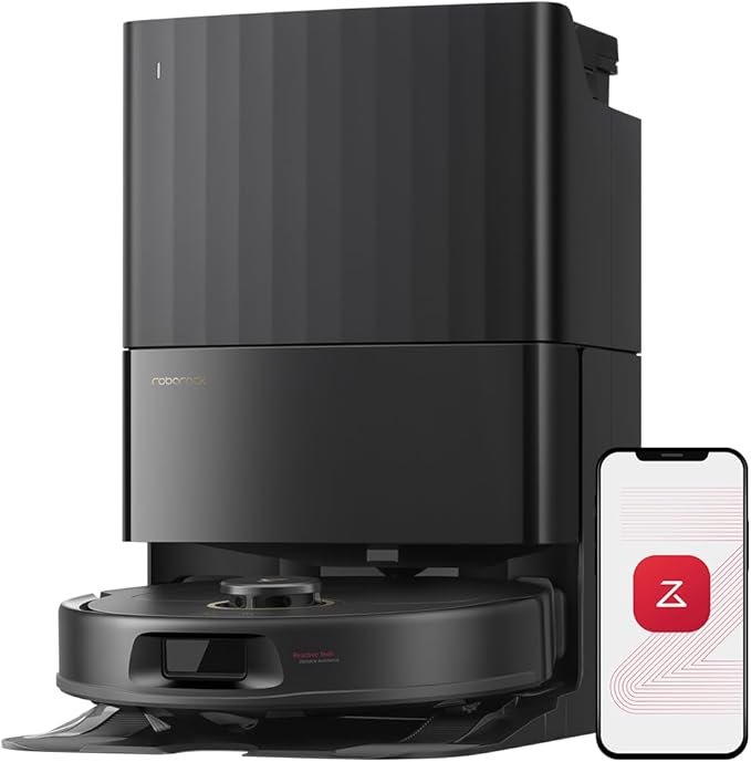 roborock Qrevo S5V Robot Vacuum and Mop, FlexiArm Edge Mopping, 12,000Pa Suction, Smart Obstacle Avoidance, Dual Anti-Tangle Brushes, 10mm Mop Lifting, Auto Mop Washing&Drying, Self-Emptying&Refilling